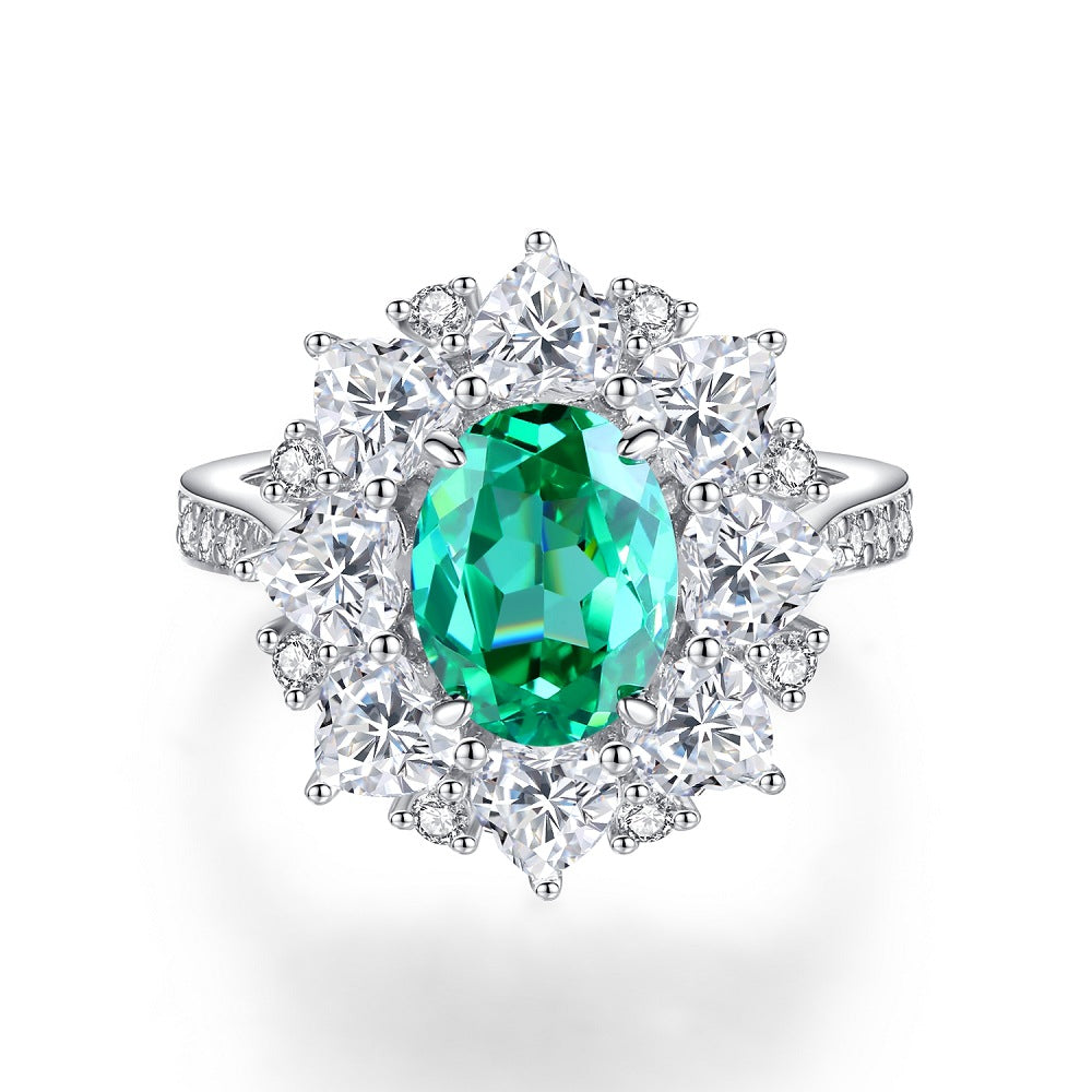 Emerald Female High Carbon Diamond Cut Ice Rings