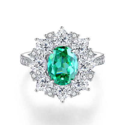 Emerald Female High Carbon Diamond Cut Ice Rings