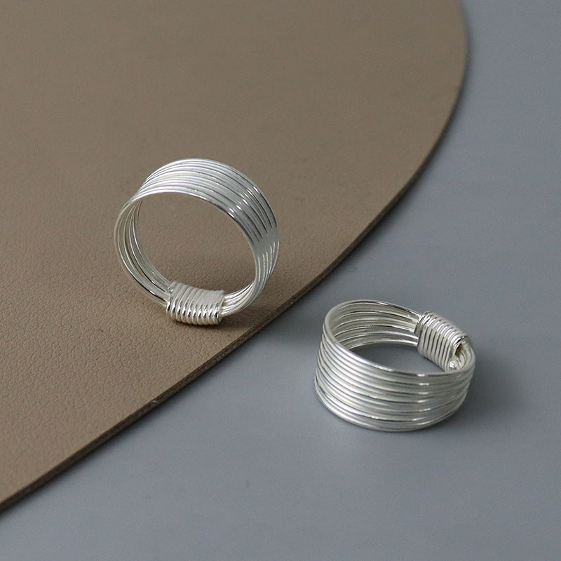 Winding Fine Silk Sterling Sier Simple Rings