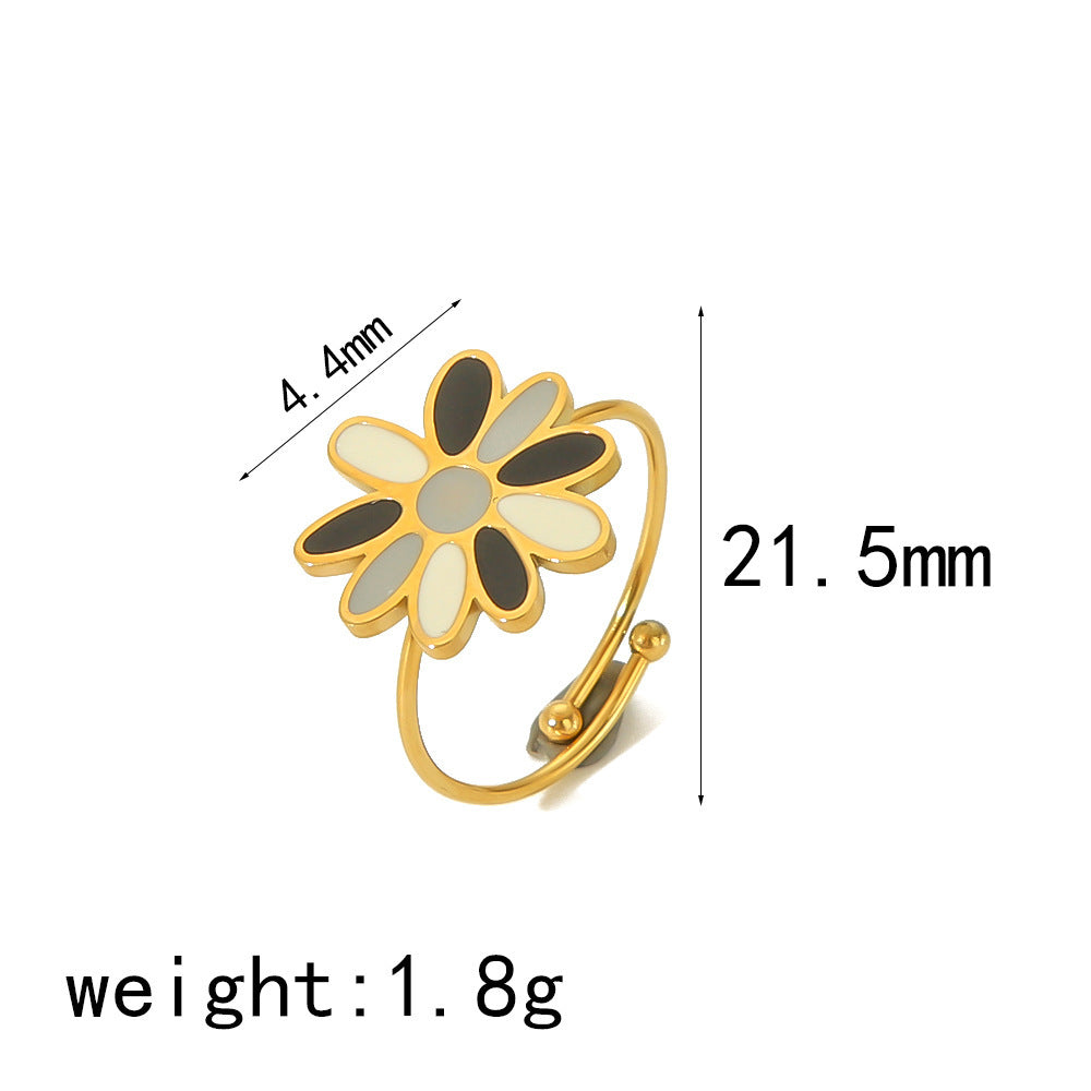 Gold Dripping Titanium Steel Female Retro Rings