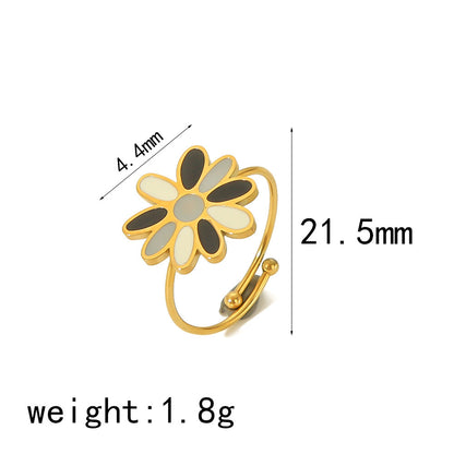 Gold Dripping Titanium Steel Female Retro Rings