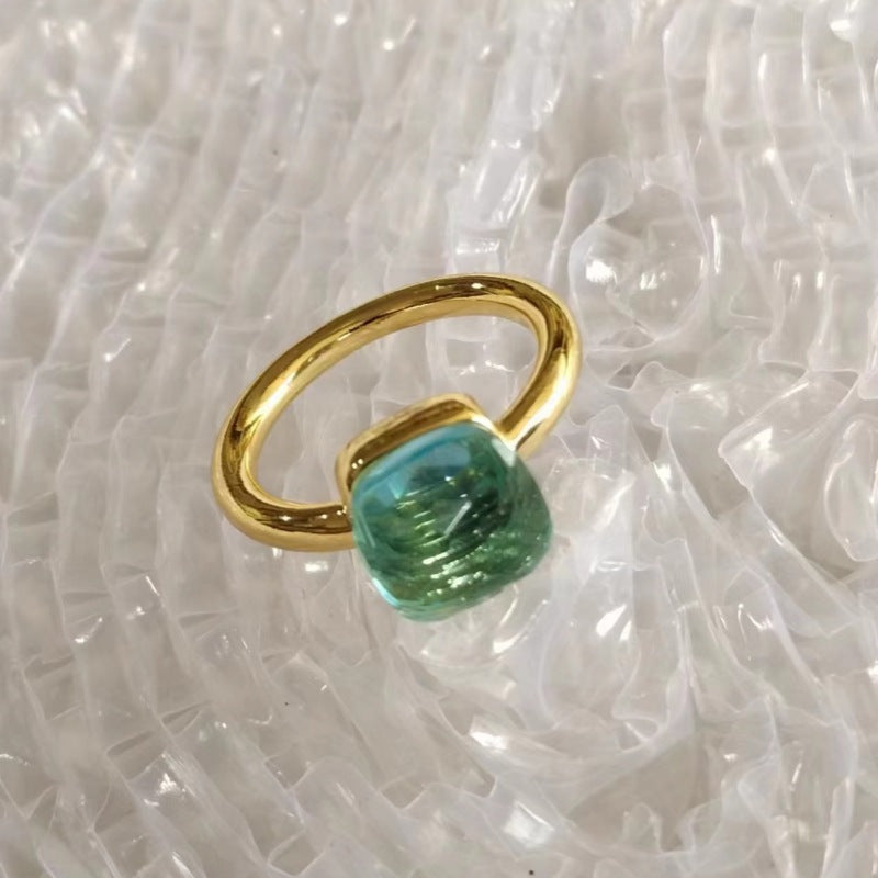 Style Irregular Cube Sugar Inlaid Zircon Emerald Rings