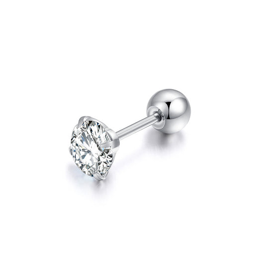 Thin Needle Ball Stainless Steel Ear Earrings