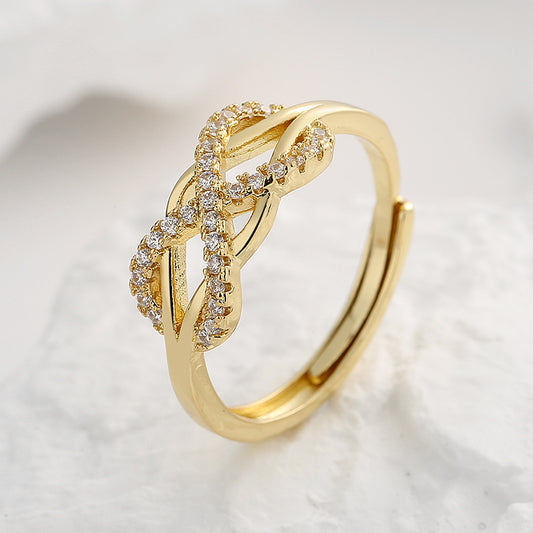 Women's Line Cross Inverted Word Hollow Design Rings