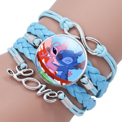 Cartoon Star Stitch Time Stone Leather Bracelets