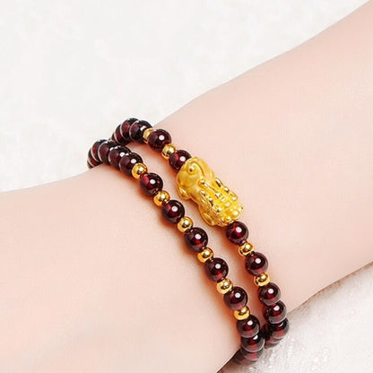 Imitation Garnet Simple Couple Gilt Small Bracelets