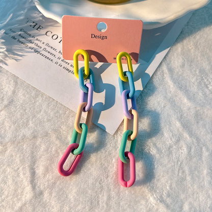 Fashion Design Candy Color Chain Female Dopamine Rings