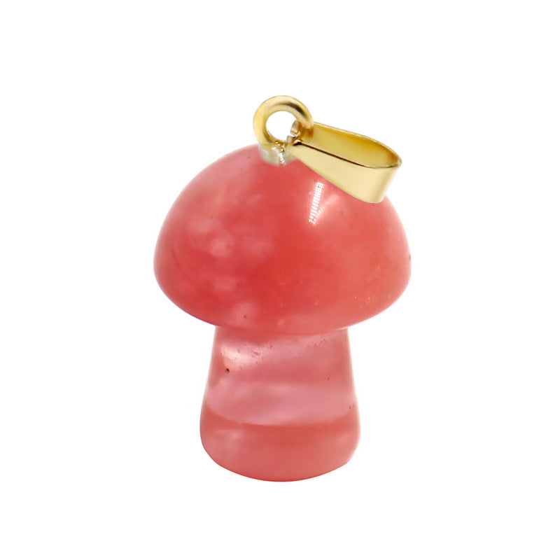 Natural Stone Small Mushroom Three-dimensional Crystal Pendants