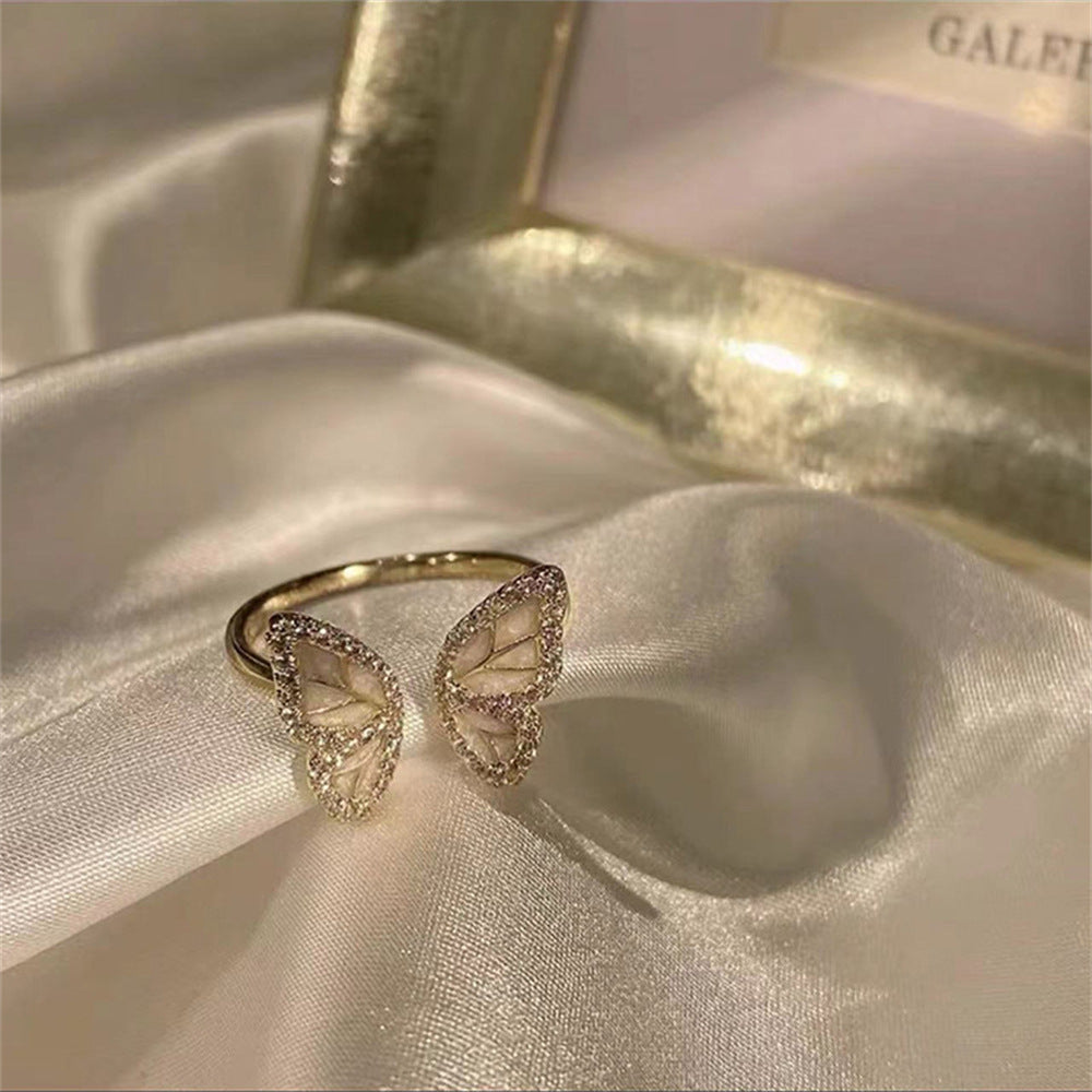Glazed Butterfly Female Western Style Design High Sense Unique Rings