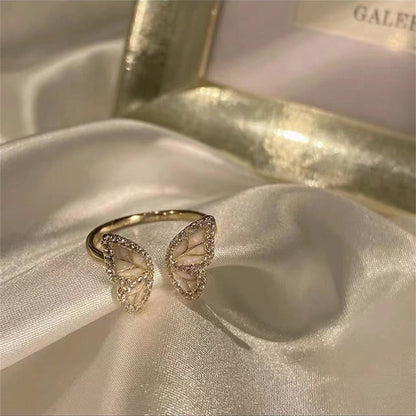 Glazed Butterfly Female Western Style Design High Sense Unique Rings