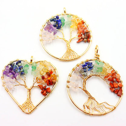 Natural Crystal Gravel Winding Colorful Tree Of Pendants