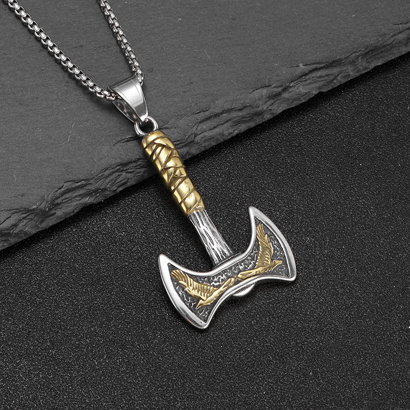 Men's Nordic Viking Double-headed Axe Titanium Steel Hip Hop Fashion Pendants