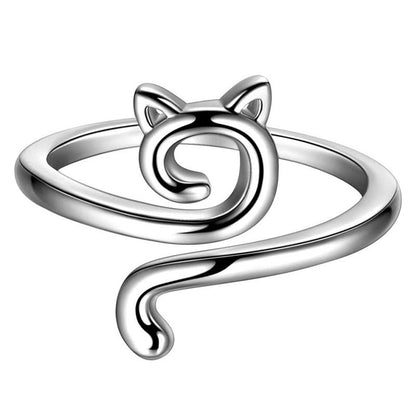 Hook Line Geometric Cat Opening Adjustable Rings