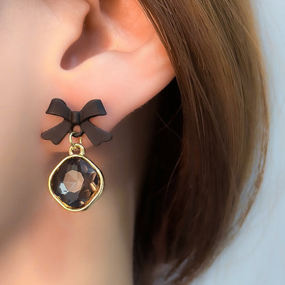 Design Black Bowknot Trendy Retro Affordable Earrings