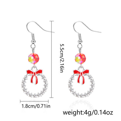 Christmas Tree Hat Santa Claus Asymmetric Earrings