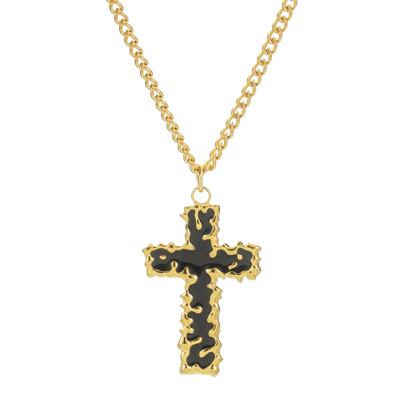 Women's & Men's Stainless Steel Cross Shelf Gold Punk Necklaces