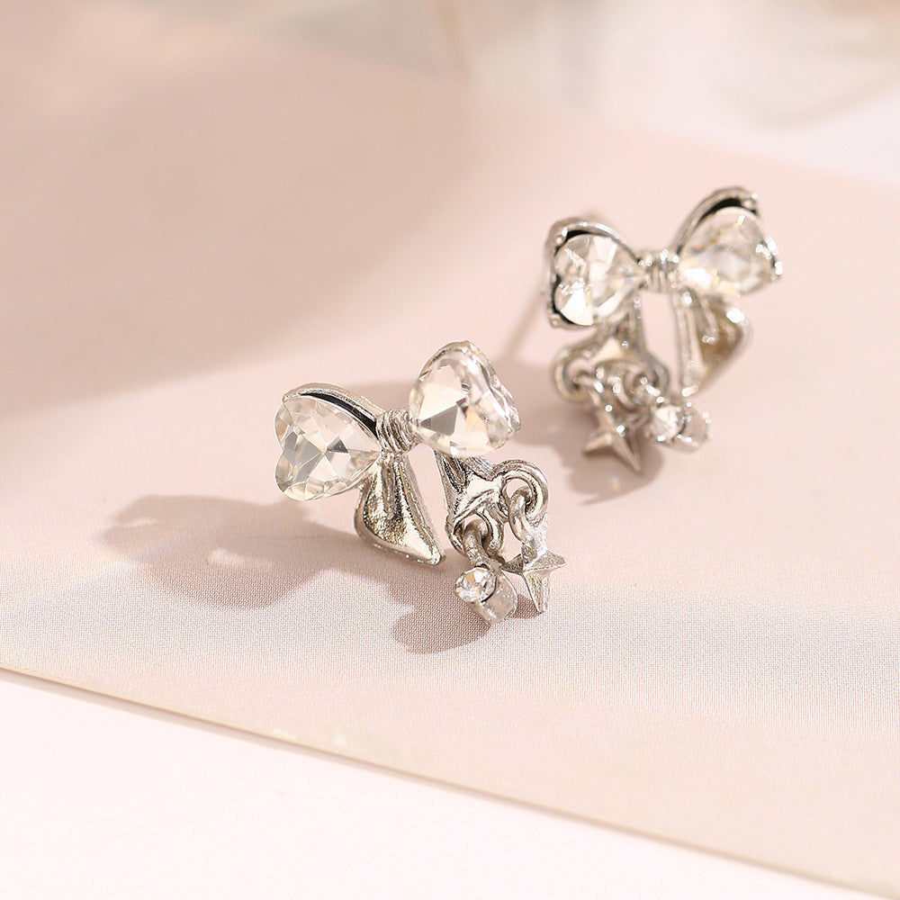 Cold Style Shining Diamond Zircon Double Earrings