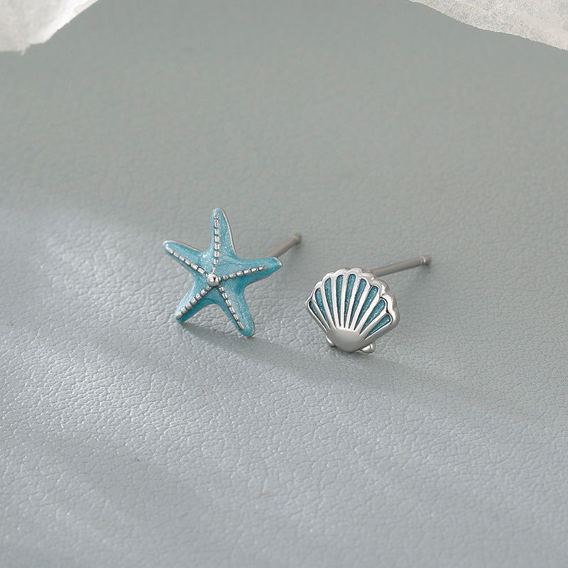 Fresh Blue Starfish Female Summer Niche Earrings