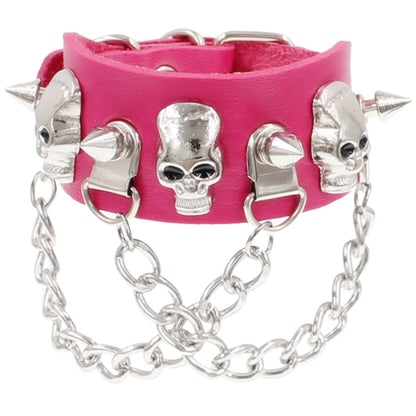 Punk Skull Rivet Tassel Chain Leather Bracelets
