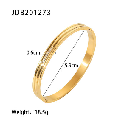 Women's Titanium Steel Fashion Stainless Zircon Inlaid Bracelets