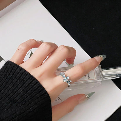 Women's Fresh Butterfly Exquisite Open Enamel Ice Rings