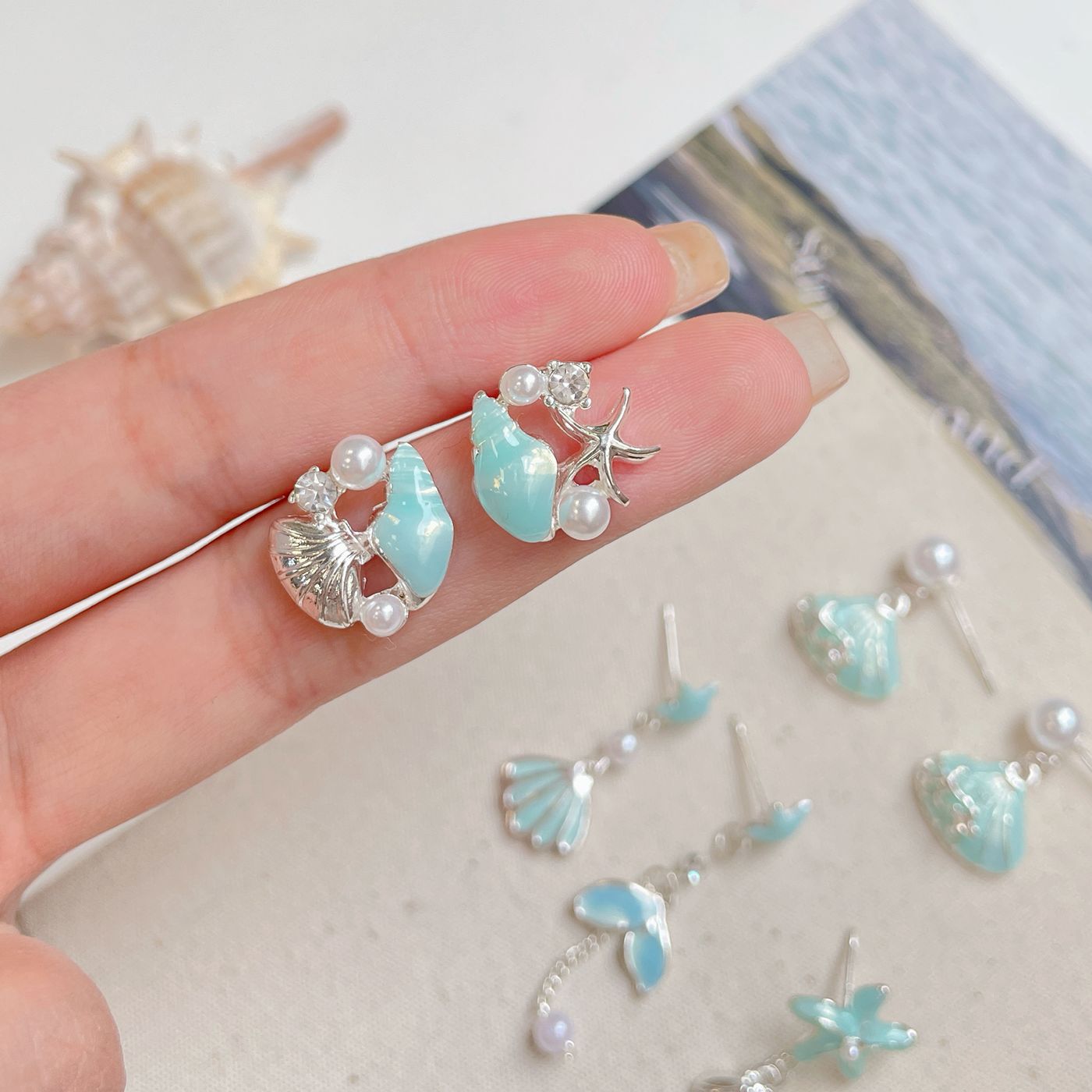 Women's Ocean Cold Shell Sier Needle Simple Earrings
