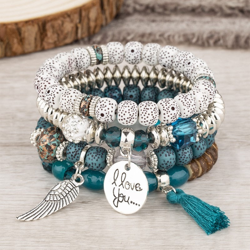 Bohemian Jewelry Female Tassel Wings Charm Bracelets