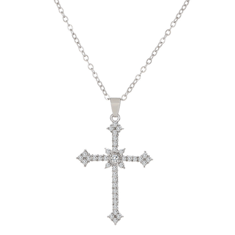 Micro Inlaid Zircon Cross Creative Personality Virgin Female Necklaces