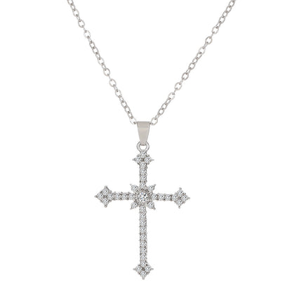 Micro Inlaid Zircon Cross Creative Personality Virgin Female Necklaces