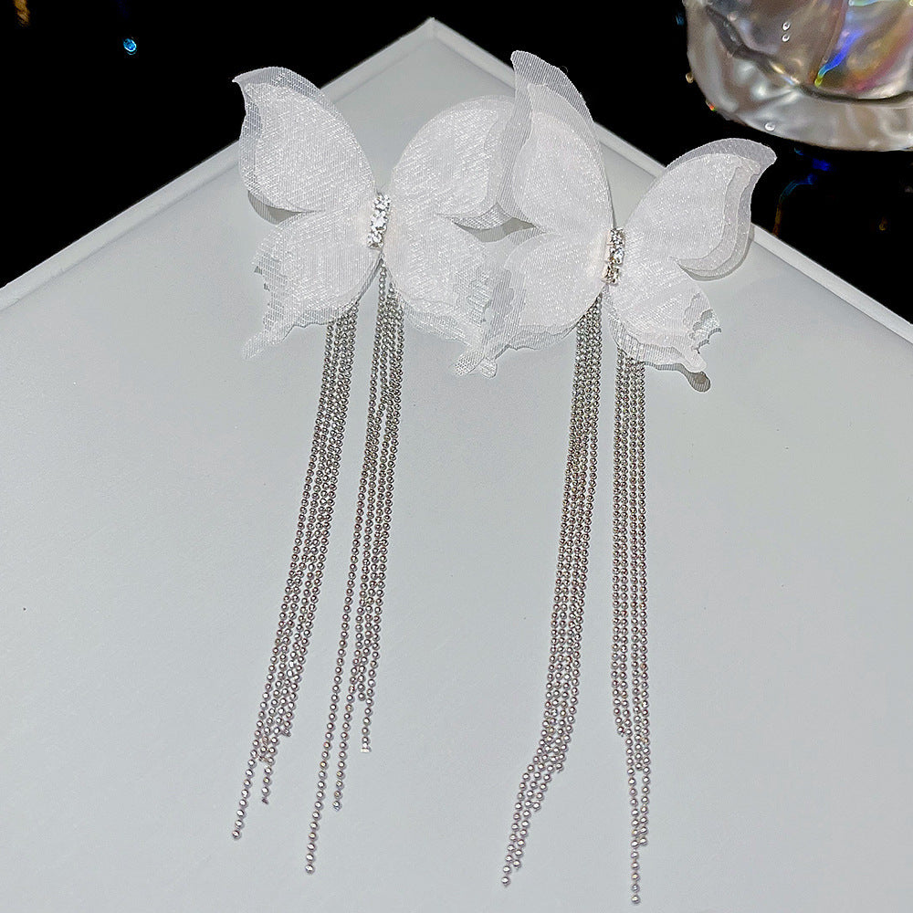 Exquisite Refined Grace Mesh Butterfly Tassel Light Earrings