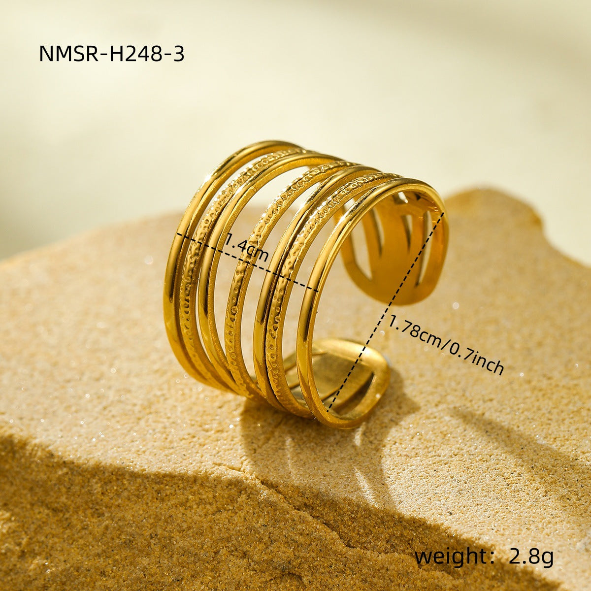 Gold Geometric Irregular Titanium Steel Versatile High-grade Rings