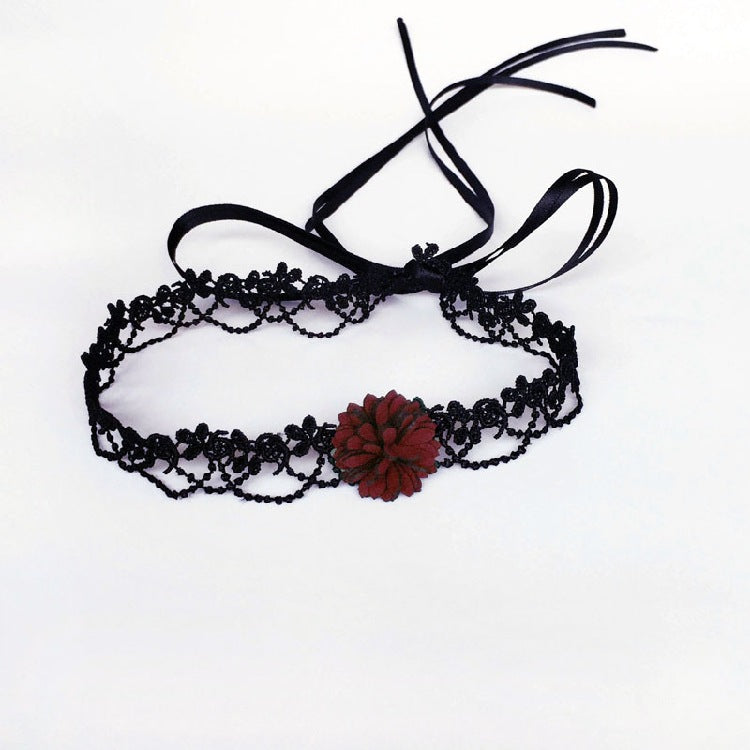 Lace Long Clavicle Wine Red Woven Necklaces