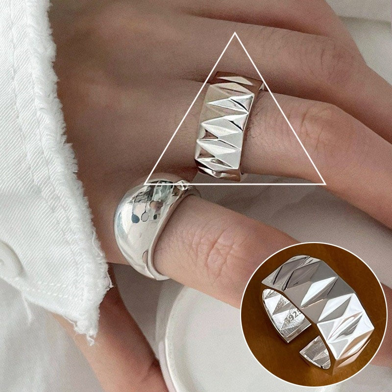 Female High Profile Fashion Creative Sier Opening Niche Rings