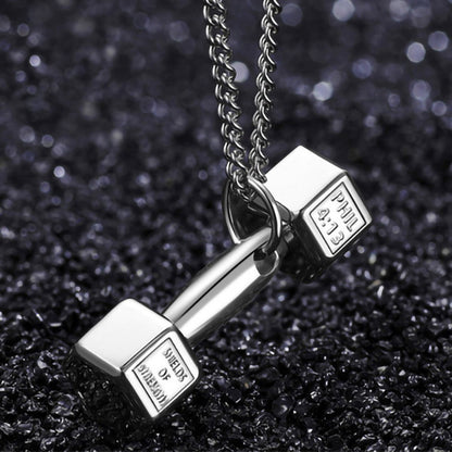 Men's Style Fashion Fitness Lettering Dumbbell Power Necklaces