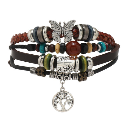 String Beads Feather Turquoise Colored Glaze Bracelets