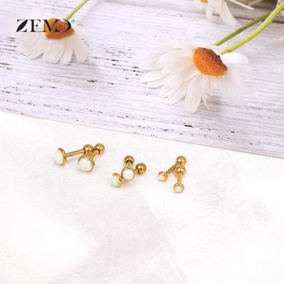 Opal Female Screw Tightening Buckle Simple Earrings