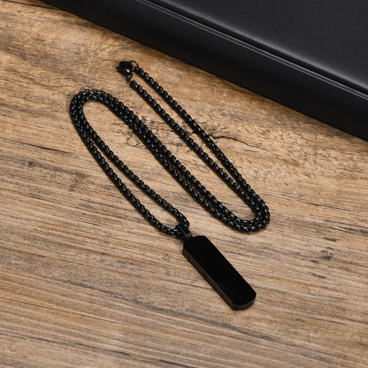 Men's Trendy Hip Hop Jewelry Square Black Pendants