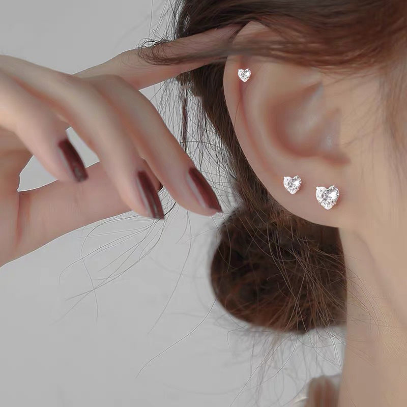 Steel One Loving Heart Zircon Female Earrings