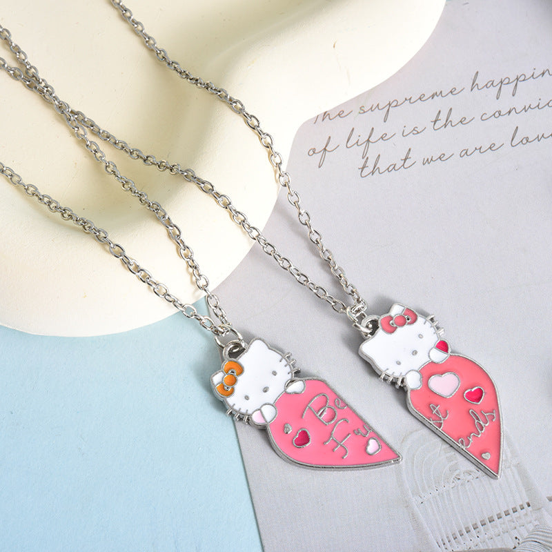 Cool Beautiful Ornament Heart-shaped Square Girlfriends Necklaces