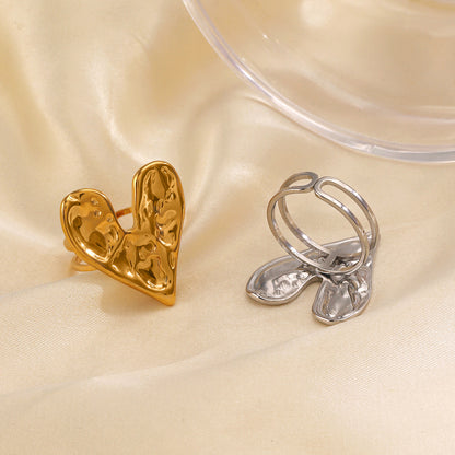 Stainless Steel Simple Heart-shaped Open Female Rings