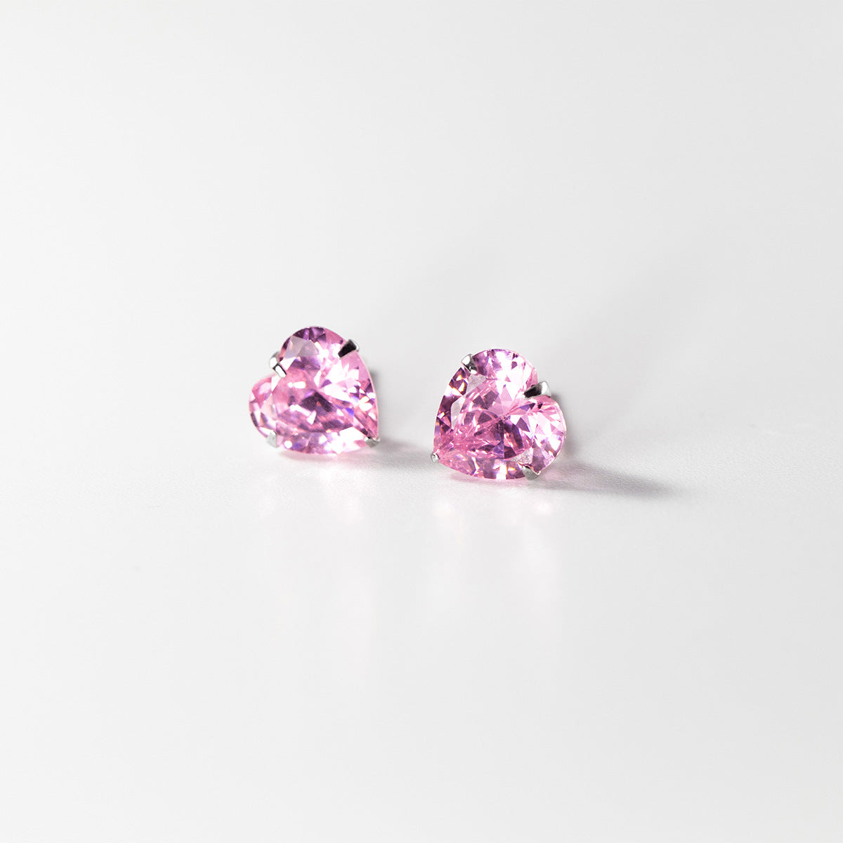 Heart In Sterling Sier Pink Diamond Earrings