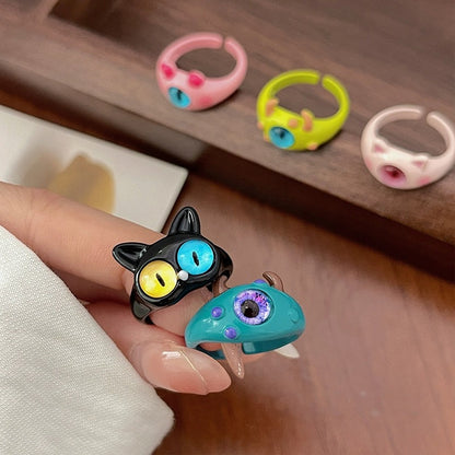 Childlike Cute Cartoon Little Monster Full Rings