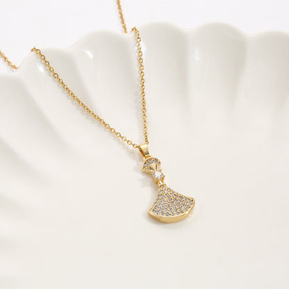 Light Luxury Real Gold Full Diamond Small Skirt Necklaces