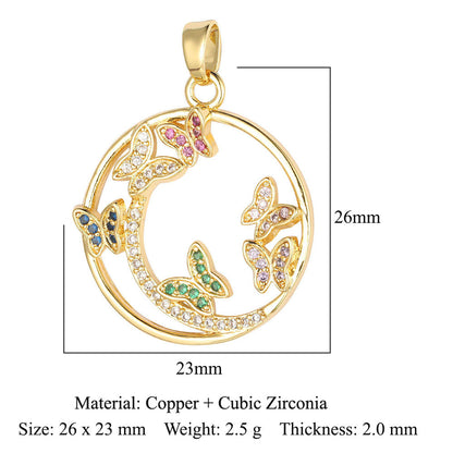 Unicorn Love Heart Color Zirconium Copper Pendants