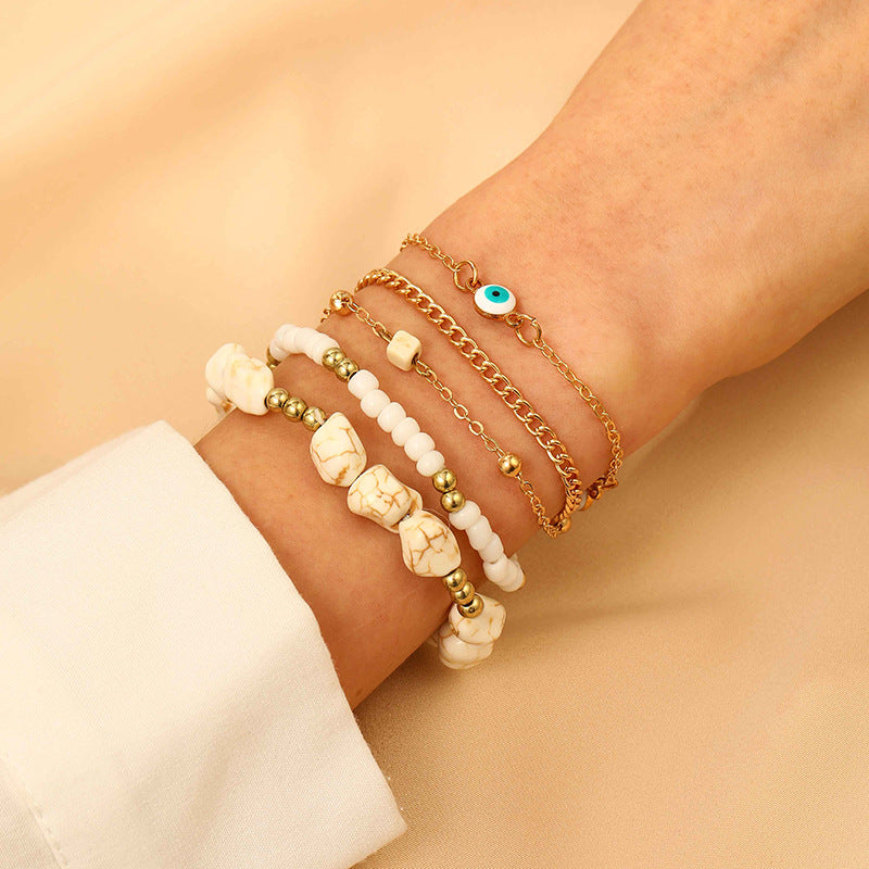 Gradient Color Beads Stringed Stretch Suit Bracelets