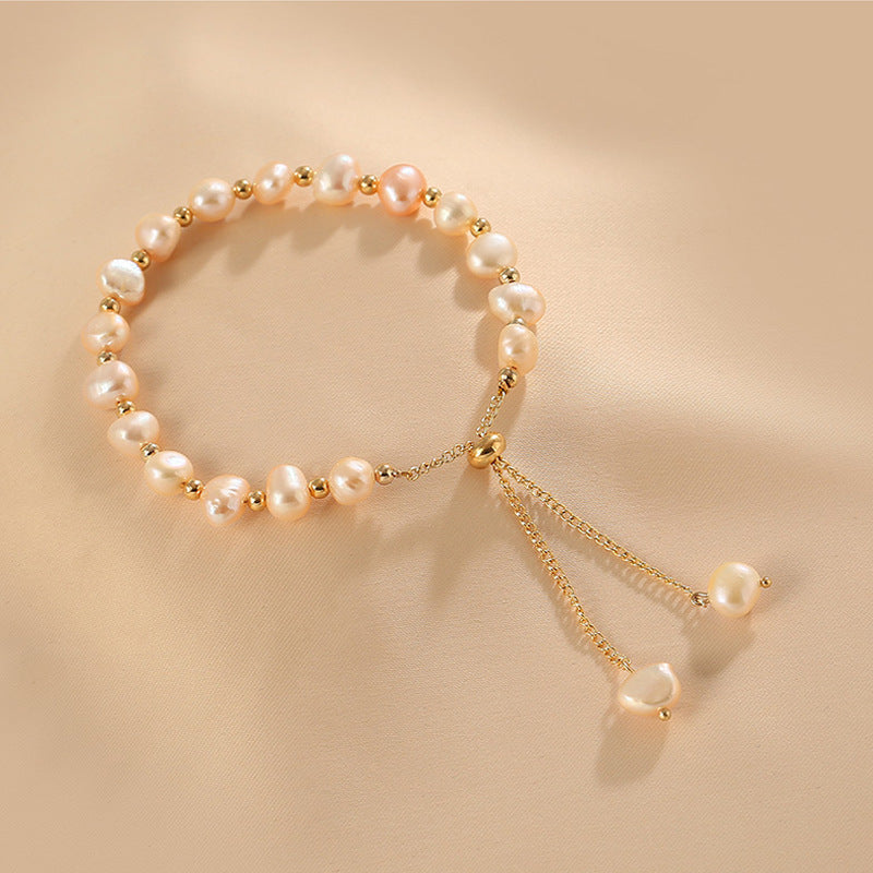 Women's Irregular Freshwater Imitation Pearl Pull-out Adjustable Light Bracelets