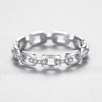 Sterling Sier Female Chain-shaped Diamond Index Rings