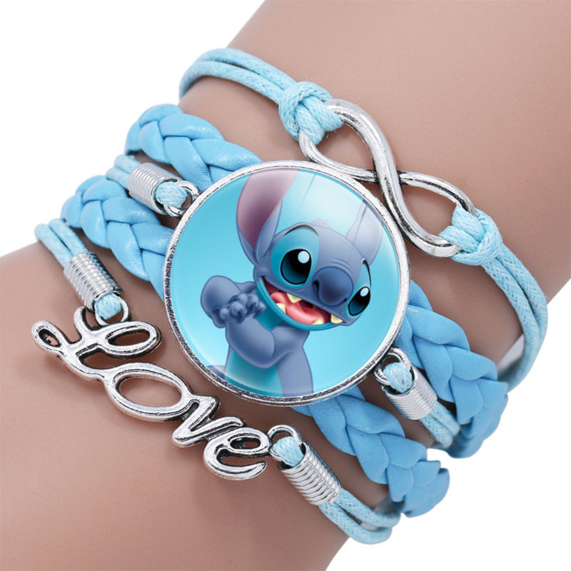 Cartoon Star Stitch Time Stone Leather Bracelets