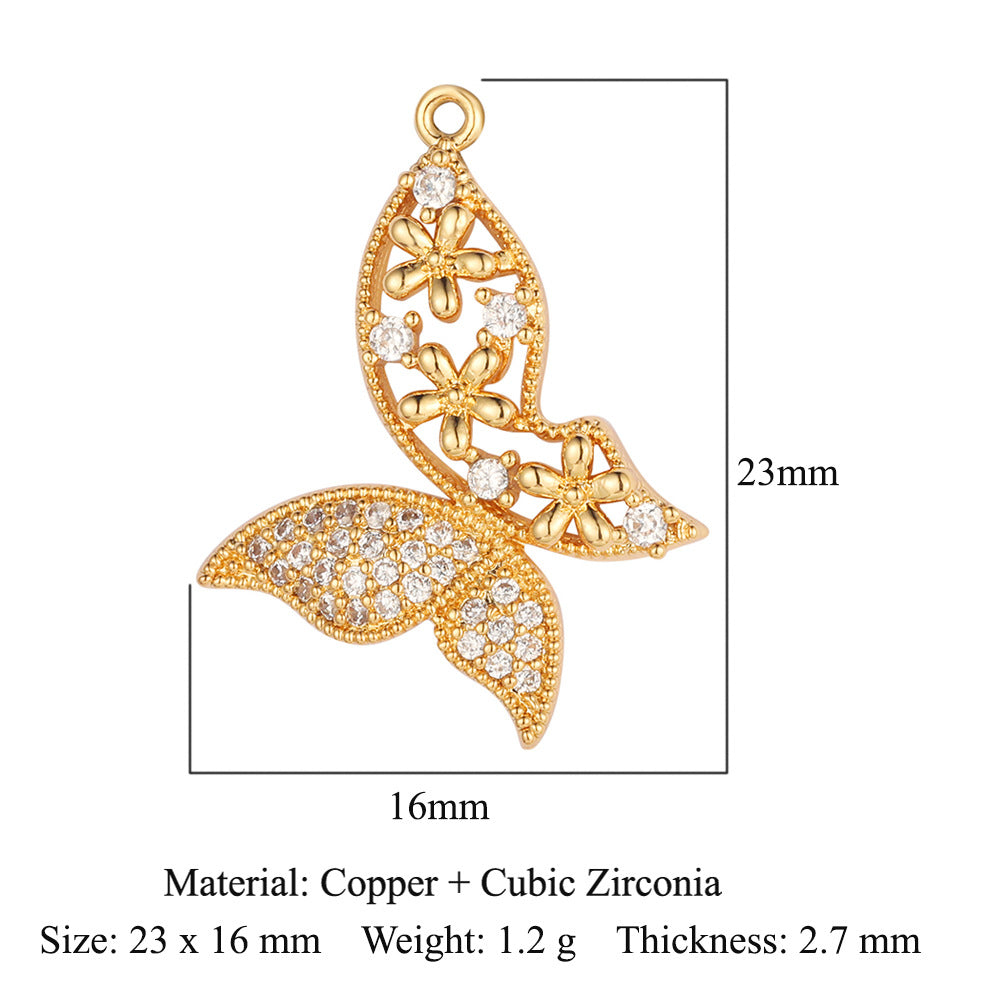 Copper Zircon Flower Angel Ornament Accessories Pendants