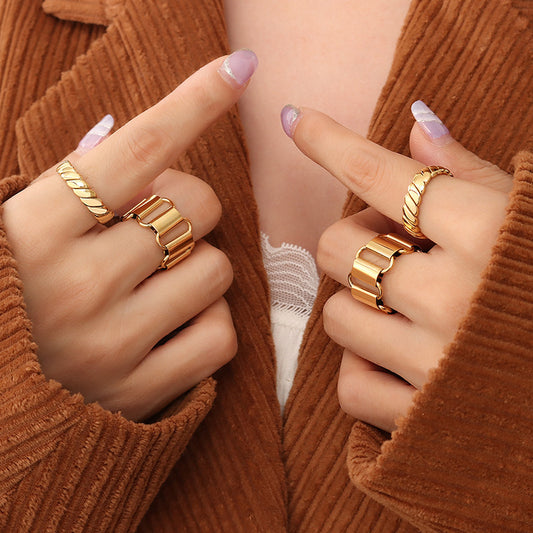 Design Geometric Simple Cold Wind Rotatable Rings